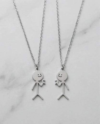 The Minimalist Heart-Mates: 2-Piece Stick Figure Duo