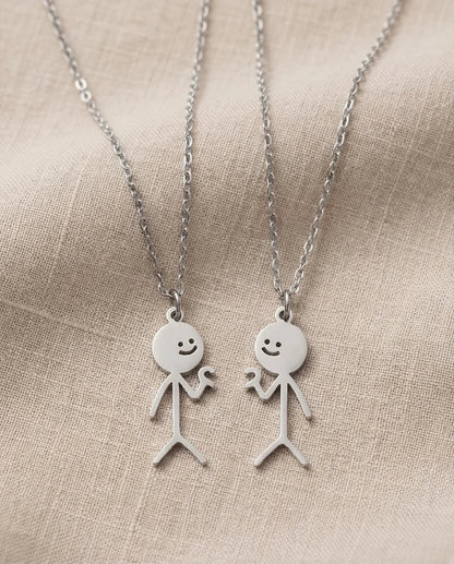 The Minimalist Heart-Mates: 2-Piece Stick Figure Duo