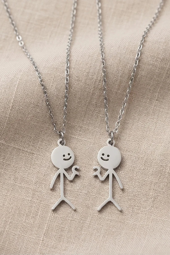 The Minimalist Heart-Mates: 2-Piece Stick Figure Duo