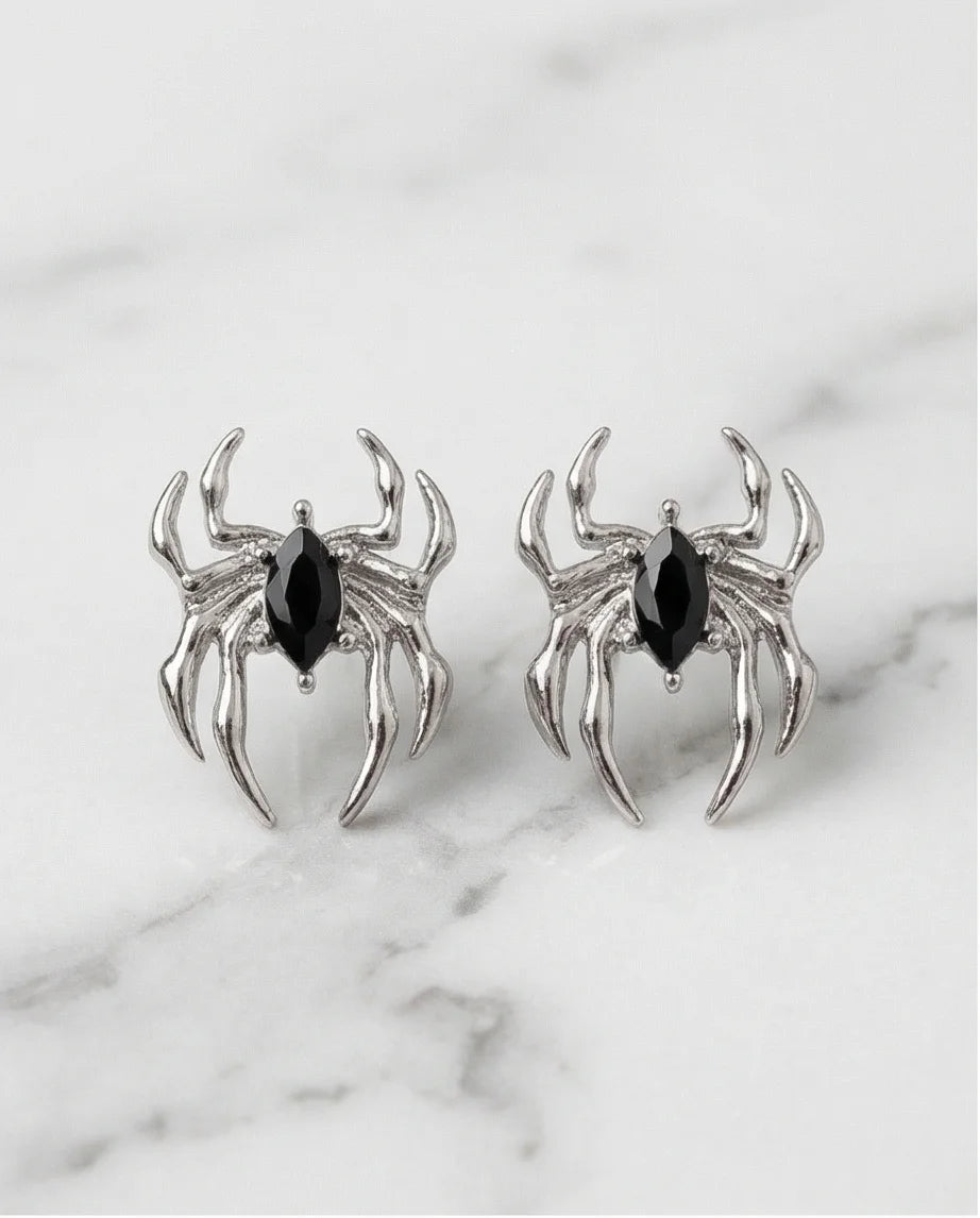 The Obsidian Arachnid: Gothic Spider Studs