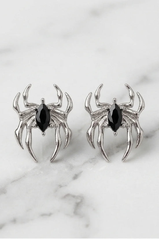 The Obsidian Arachnid: Gothic Spider Studs