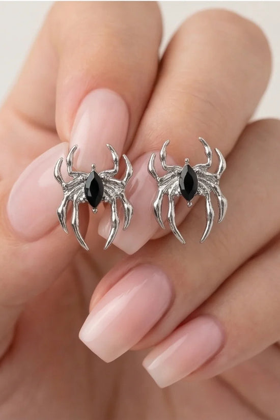The Obsidian Arachnid: Gothic Spider Studs