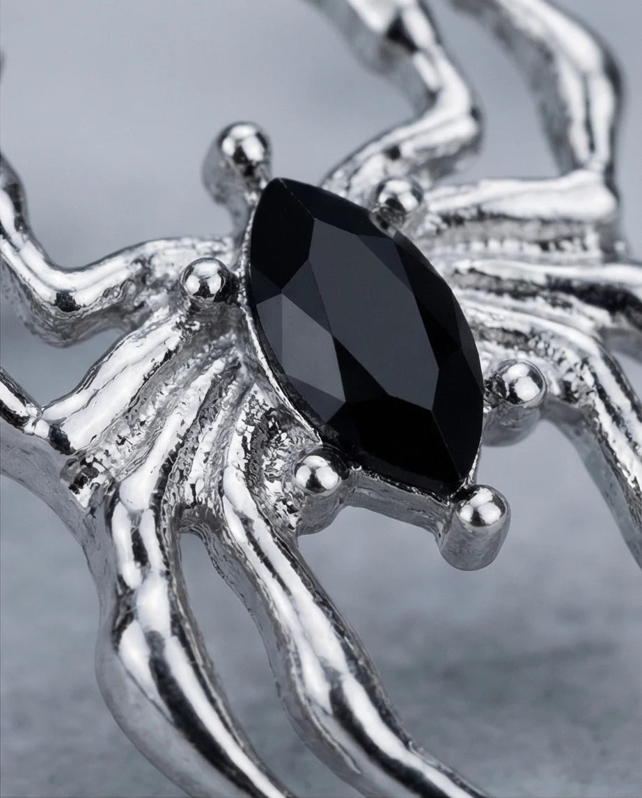The Obsidian Arachnid: Gothic Spider Studs