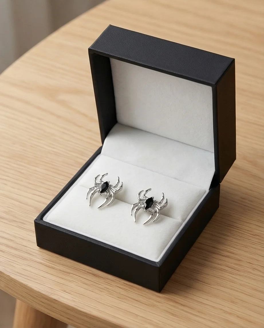 The Obsidian Arachnid: Gothic Spider Studs