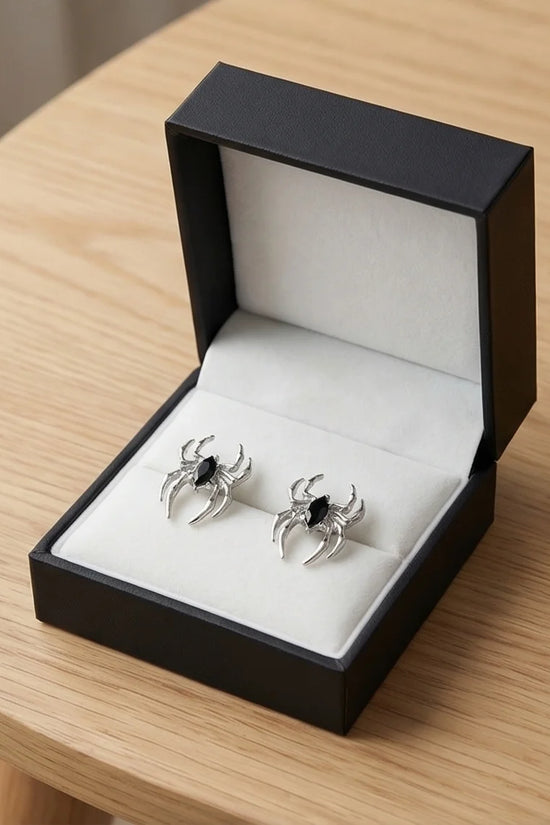 The Obsidian Arachnid: Gothic Spider Studs