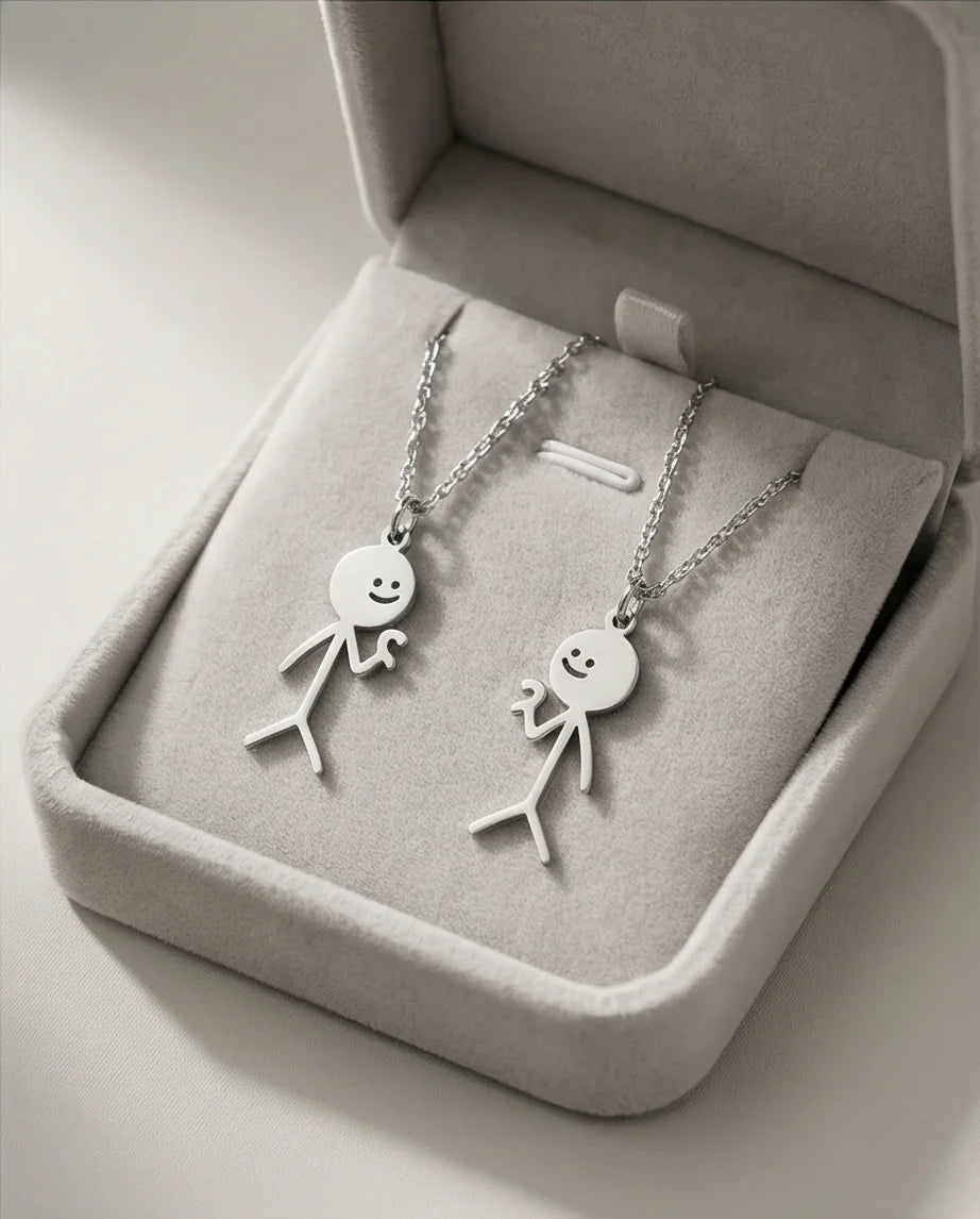 The Minimalist Heart-Mates: 2-Piece Stick Figure Duo