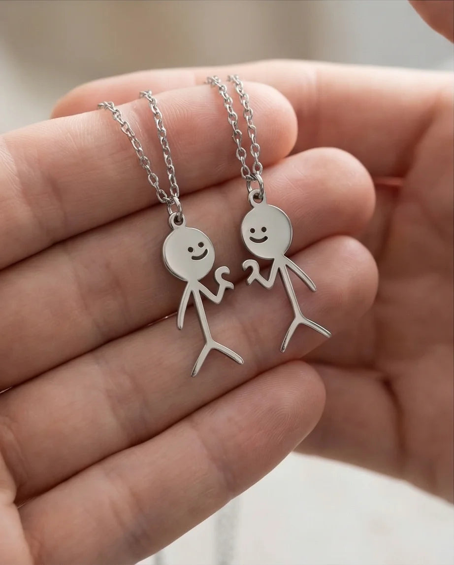 The Minimalist Heart-Mates: 2-Piece Stick Figure Duo