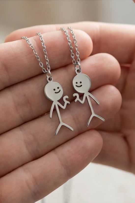 The Minimalist Heart-Mates: 2-Piece Stick Figure Duo