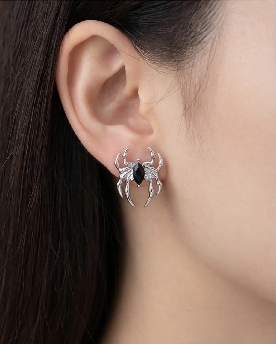The Obsidian Arachnid: Gothic Spider Studs