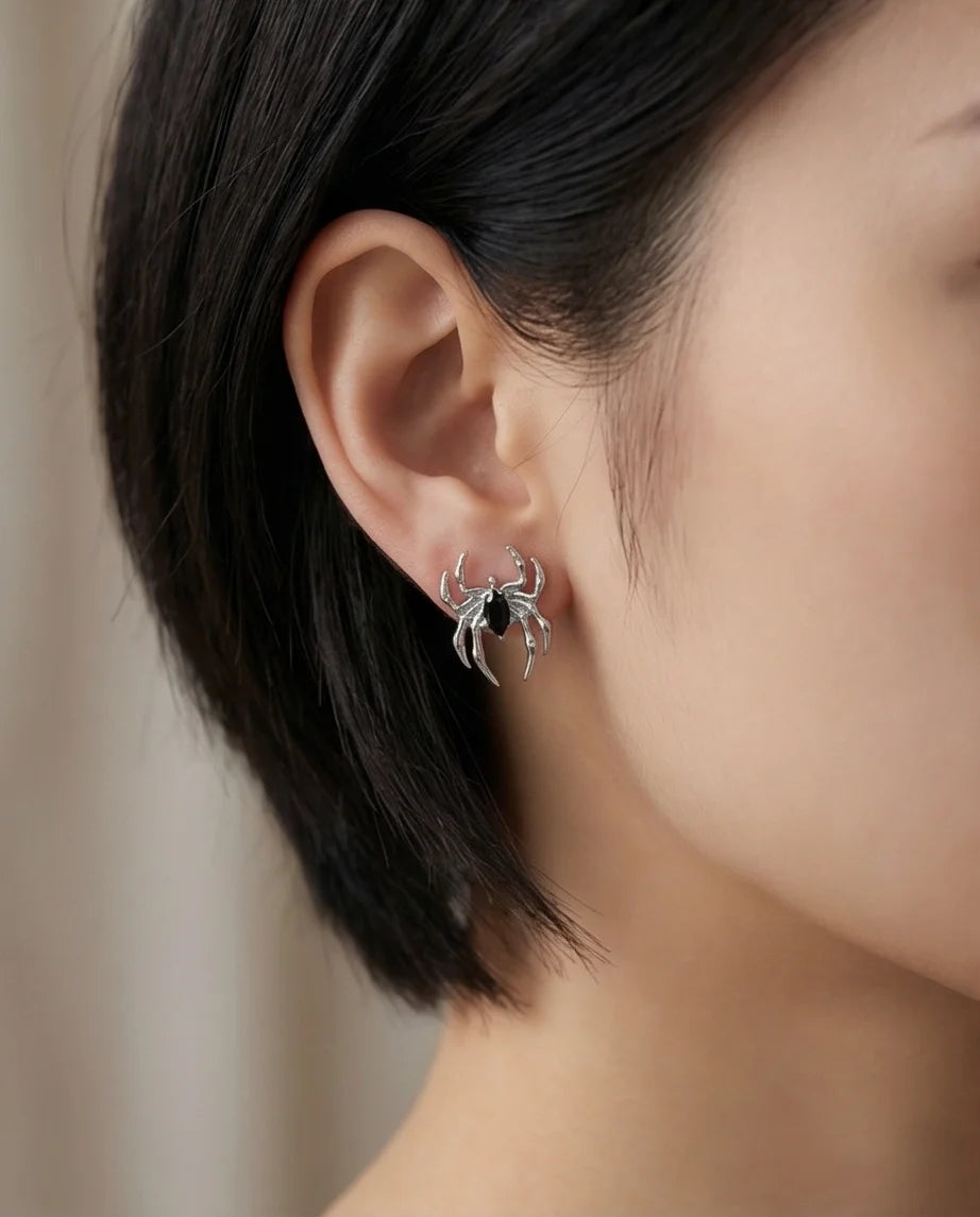 The Obsidian Arachnid: Gothic Spider Studs