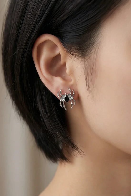 The Obsidian Arachnid: Gothic Spider Studs