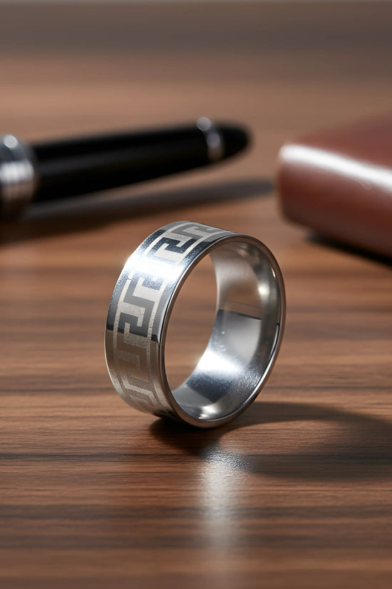 Stainless Steel Greek Pattern Ring 6.5cm