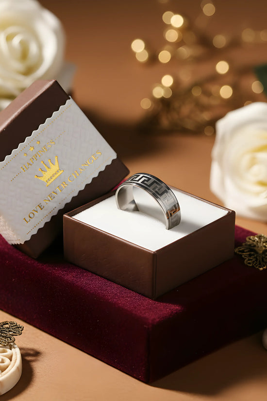 Stainless Steel Greek Pattern Ring 6.5cm