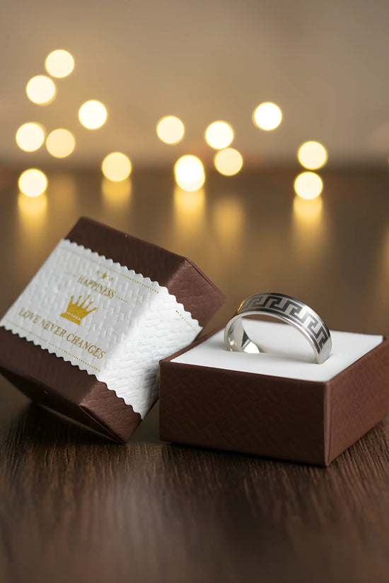 Stainless Steel Greek Pattern Ring 6.5cm