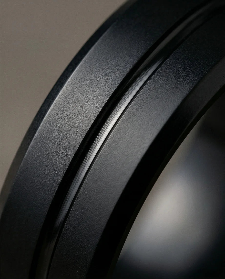 The Shadow Axis: Matte Black Beveled Statement Band