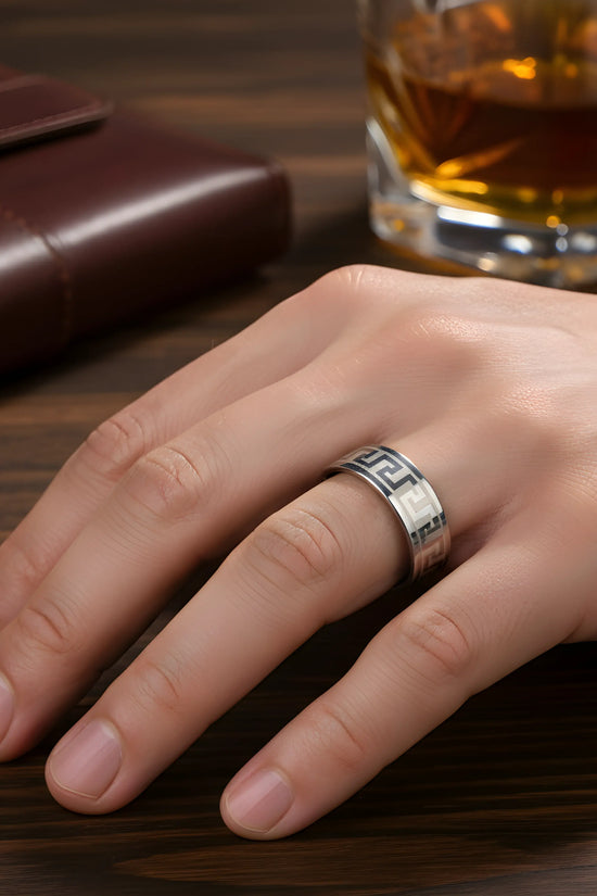 Stainless Steel Greek Pattern Ring 6.5cm