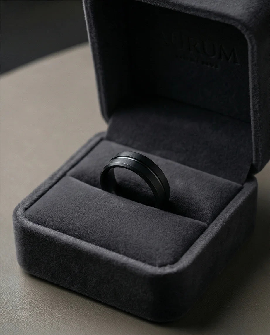 The Shadow Axis: Matte Black Beveled Statement Band