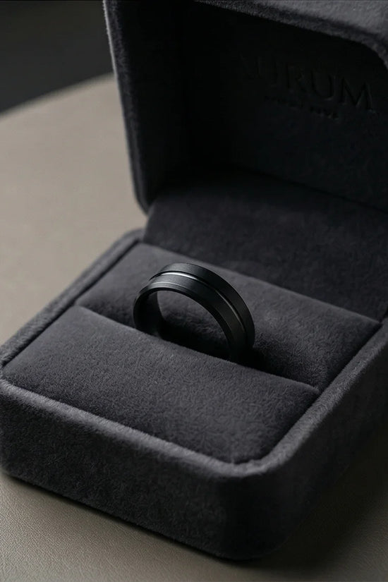 The Shadow Axis: Matte Black Beveled Statement Band