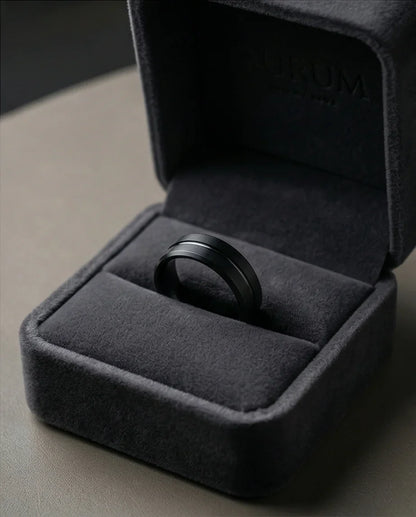 The Shadow Axis: Matte Black Beveled Statement Band