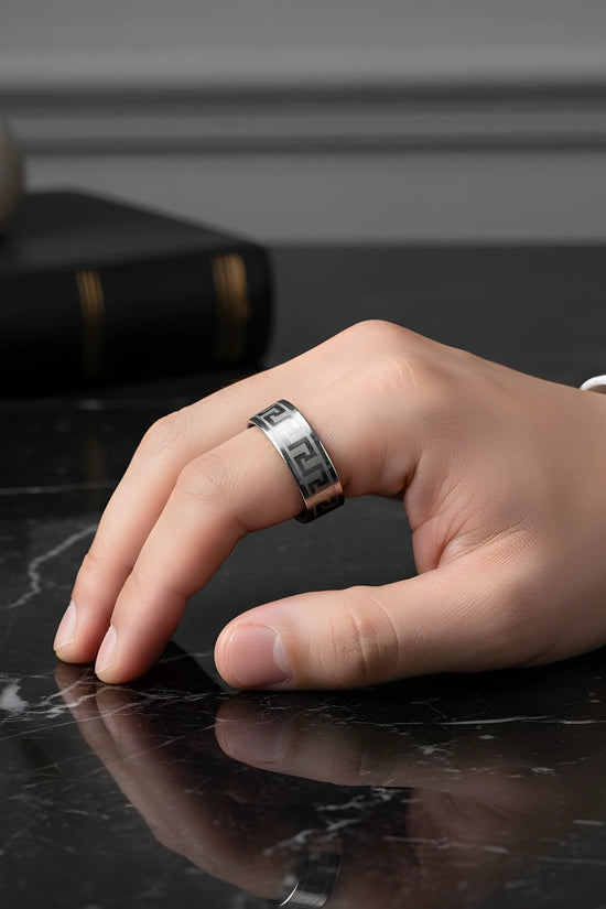 Stainless Steel Greek Pattern Ring 6.5cm