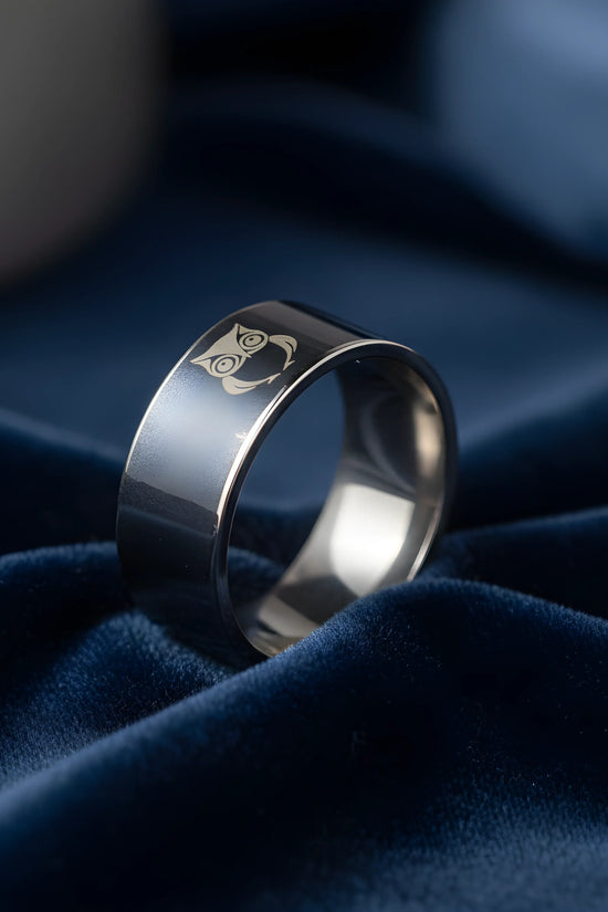 Stainless Steel Owl Engraved Ring 5.3cm