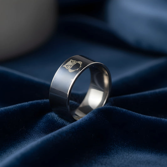 Stainless Steel Owl Engraved Ring 5.3cm