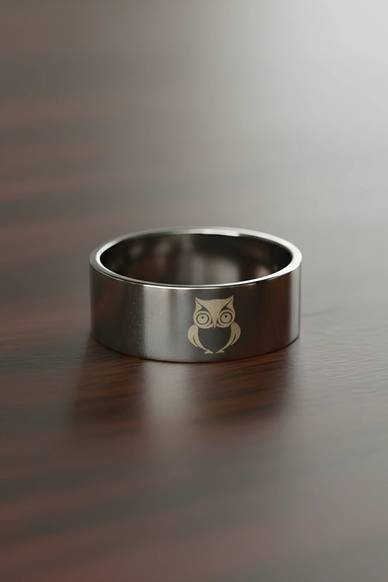 Stainless Steel Owl Engraved Ring 5.3cm