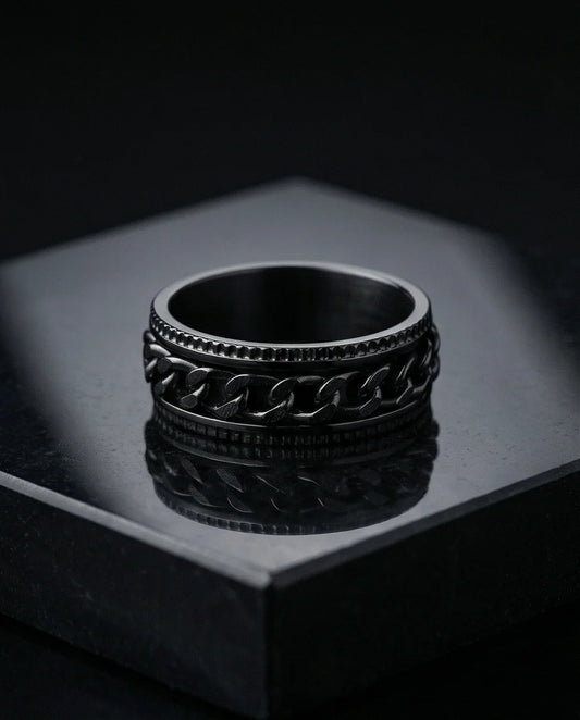 The Obsidian Kinetic: Industrial Chain Spinner Band