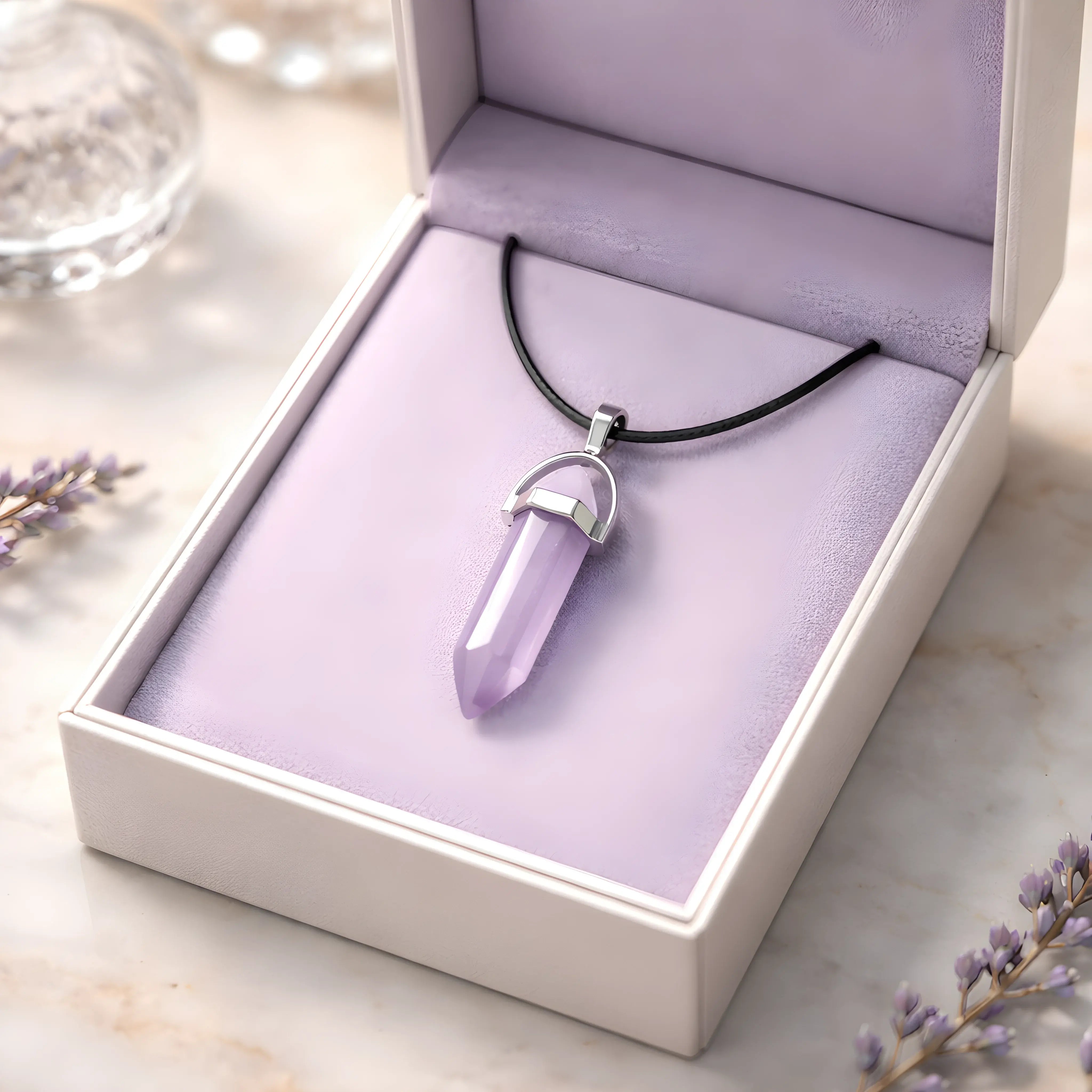 The Lavender Oracle: Hexagonal Crystal Point Necklace