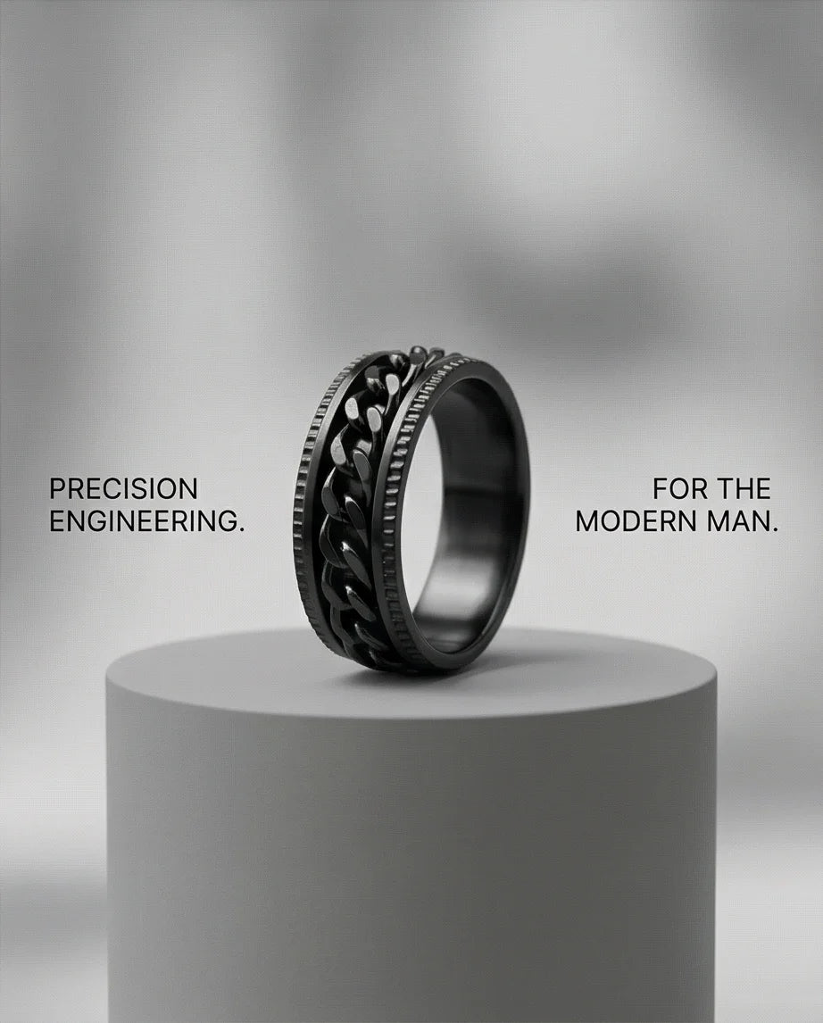 The Obsidian Kinetic: Industrial Chain Spinner Band