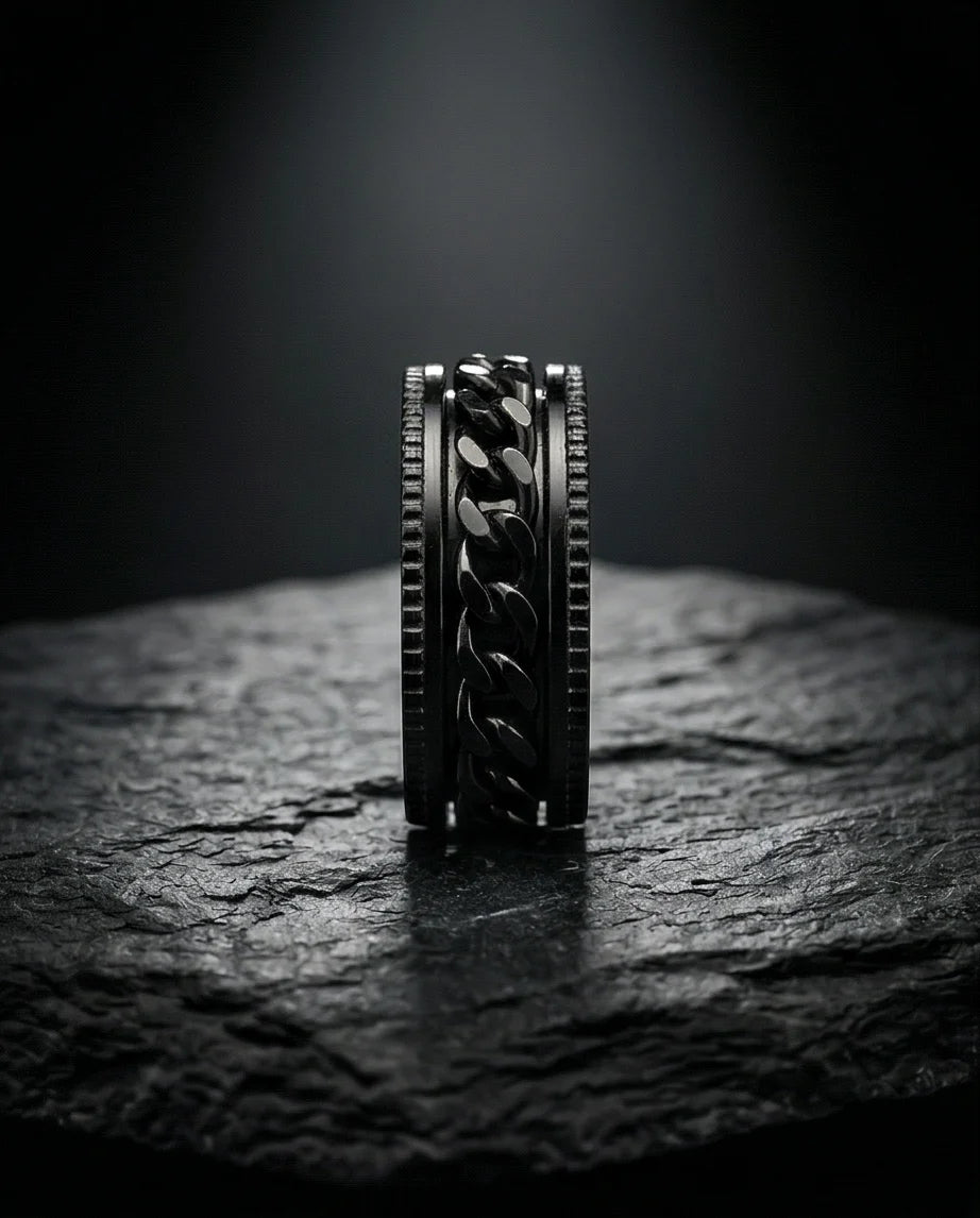The Obsidian Kinetic: Industrial Chain Spinner Band