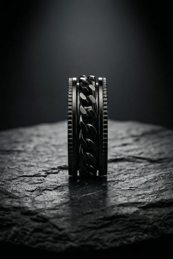 The Obsidian Kinetic: Industrial Chain Spinner Band