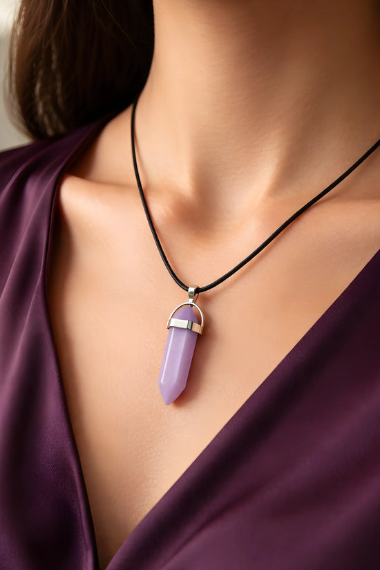 The Lavender Oracle: Hexagonal Crystal Point Necklace