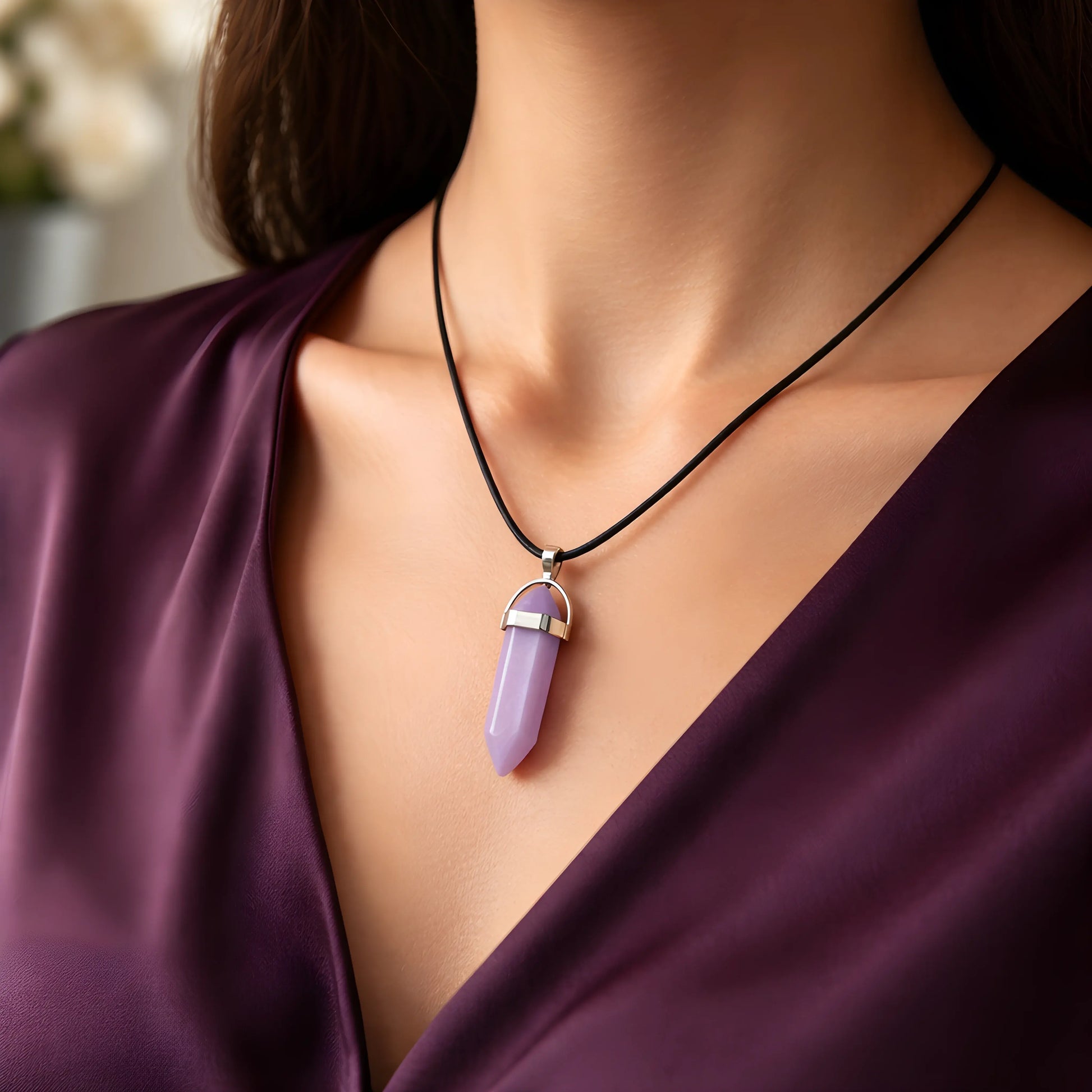 The Lavender Oracle: Hexagonal Crystal Point Necklace