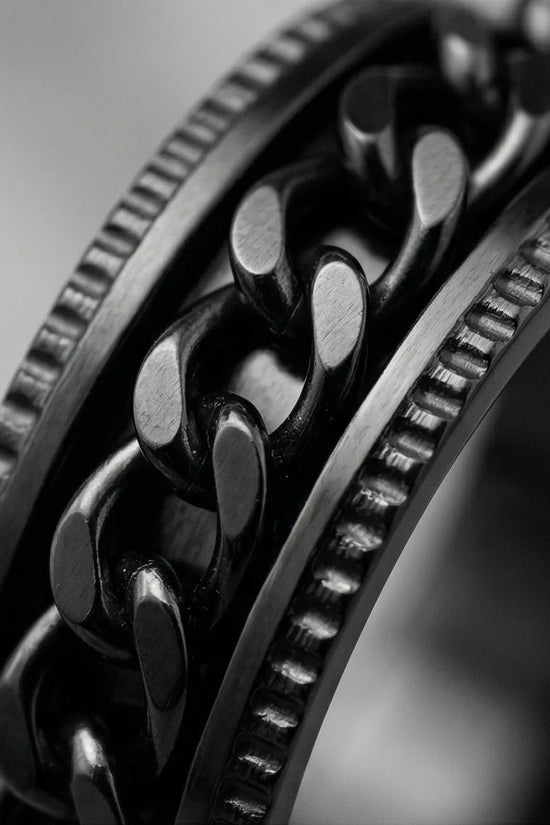 The Obsidian Kinetic: Industrial Chain Spinner Band