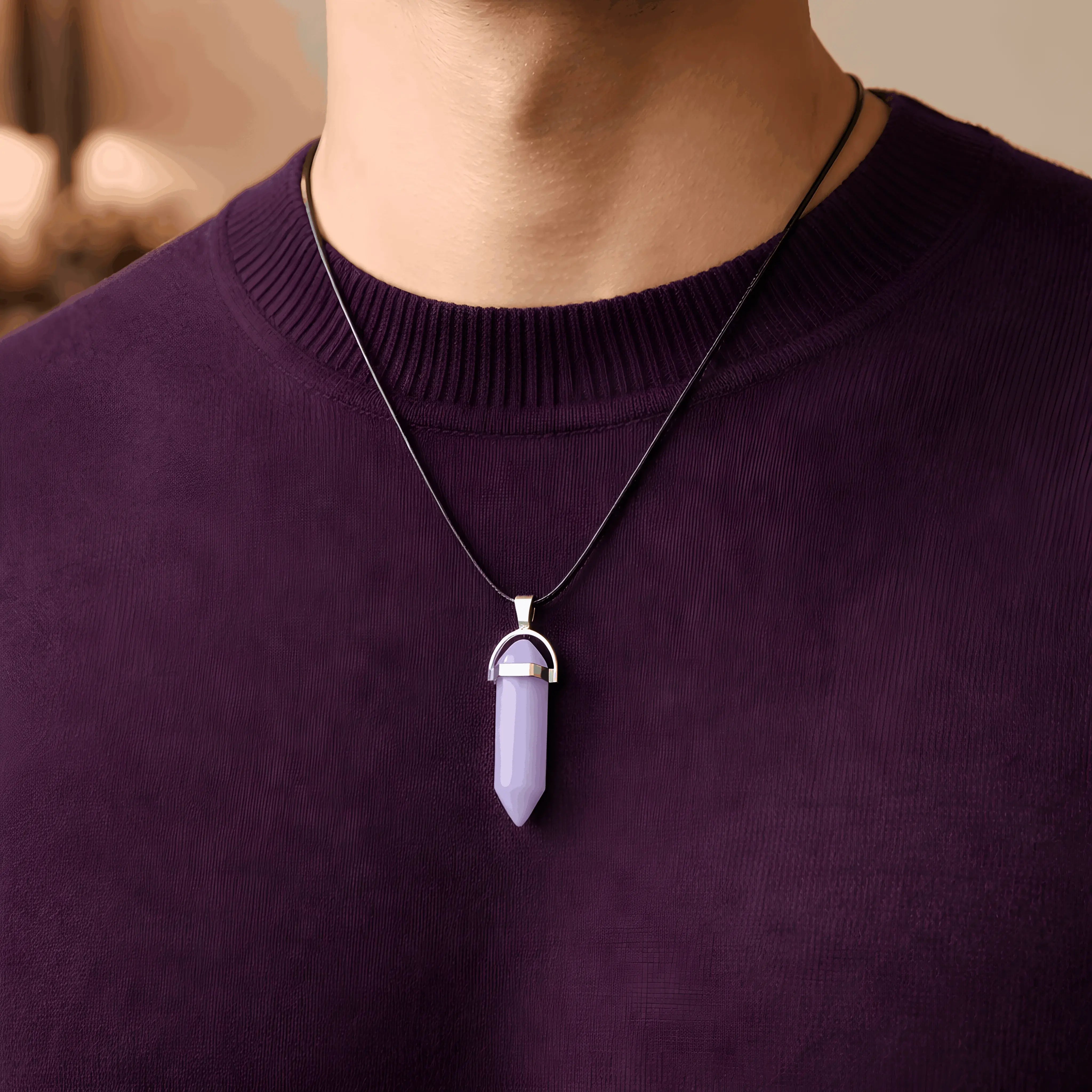The Lavender Oracle: Hexagonal Crystal Point Necklace