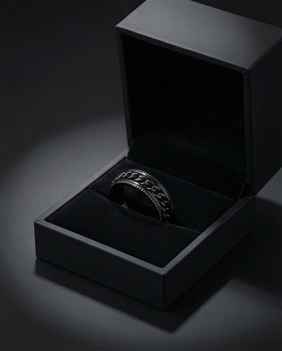 The Obsidian Kinetic: Industrial Chain Spinner Band