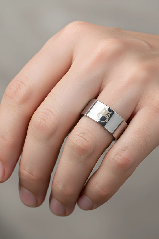 Stainless Steel Owl Engraved Ring 5.3cm