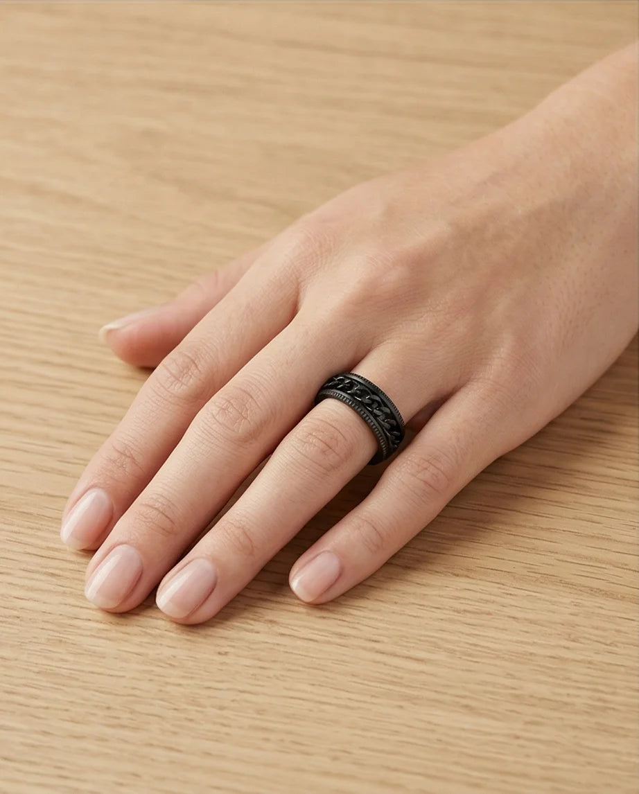 The Obsidian Kinetic: Industrial Chain Spinner Band