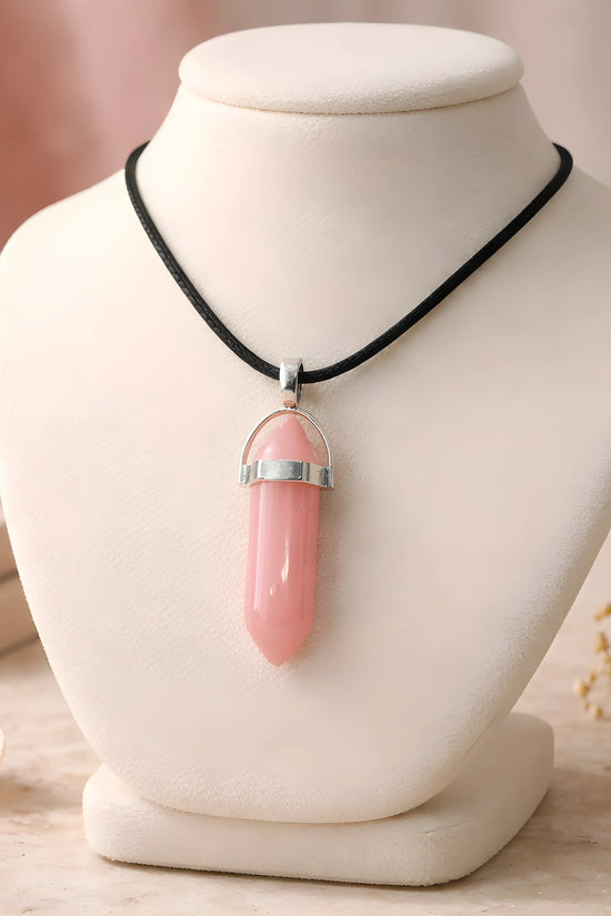 Serene Rose: Minimalist Pink Obelisk Pendant