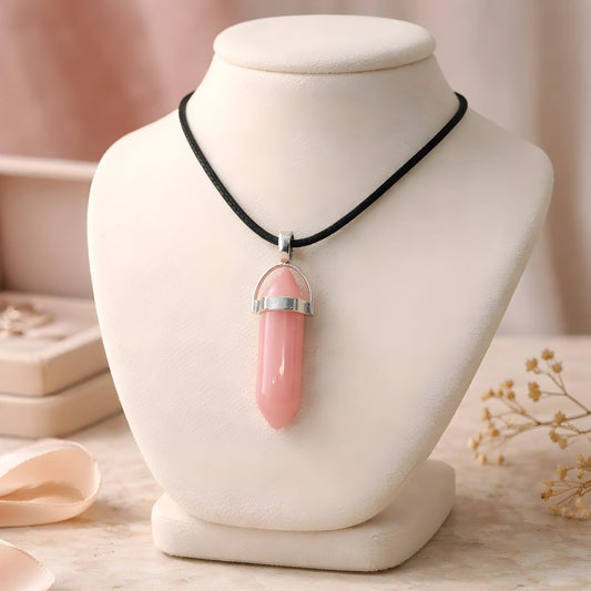 Serene Rose: Minimalist Pink Obelisk Pendant