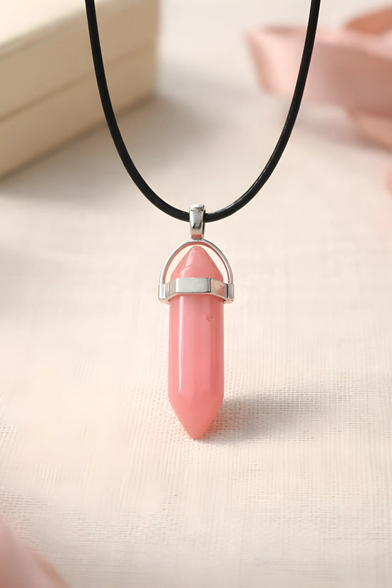 Serene Rose: Minimalist Pink Obelisk Pendant