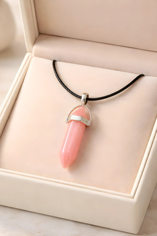 Serene Rose: Minimalist Pink Obelisk Pendant