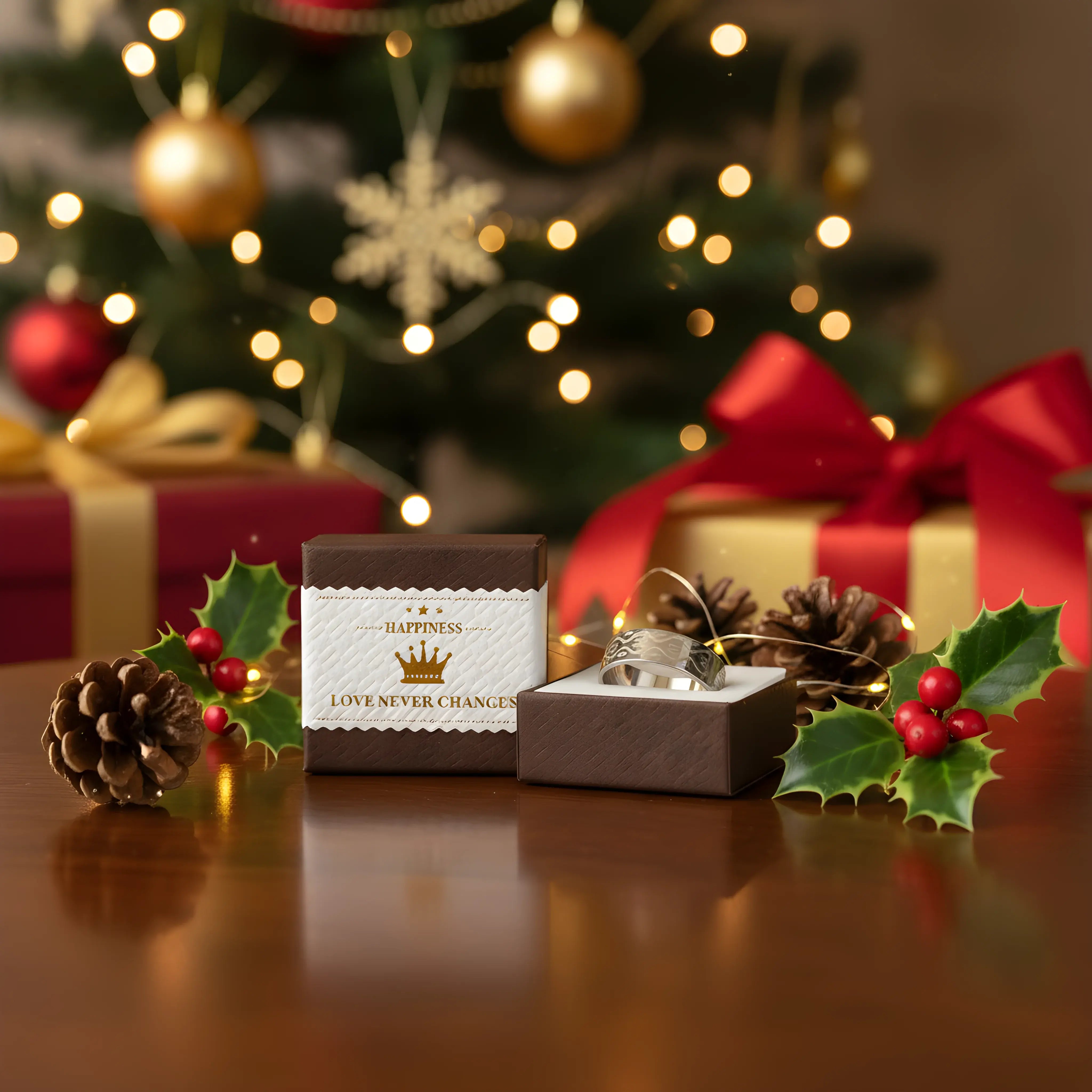 Silver & Gold Pattern Stainless Steel Ring 6.5cm