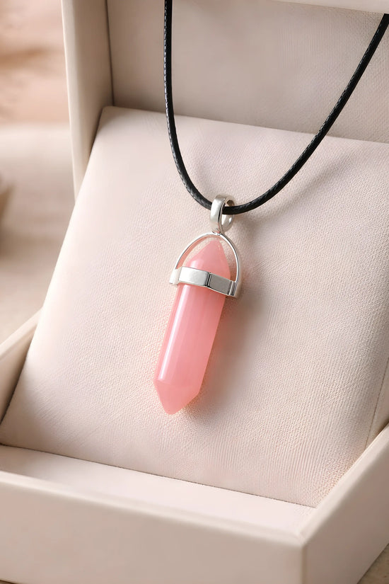 Serene Rose: Minimalist Pink Obelisk Pendant