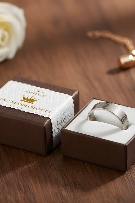 Silver & Gold Pattern Stainless Steel Ring 6.5cm