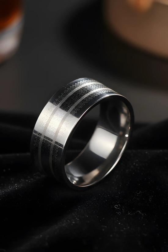 Brushed Stainless Steel Stripe Ring 5.9cm