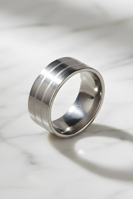 Brushed Stainless Steel Stripe Ring 5.9cm