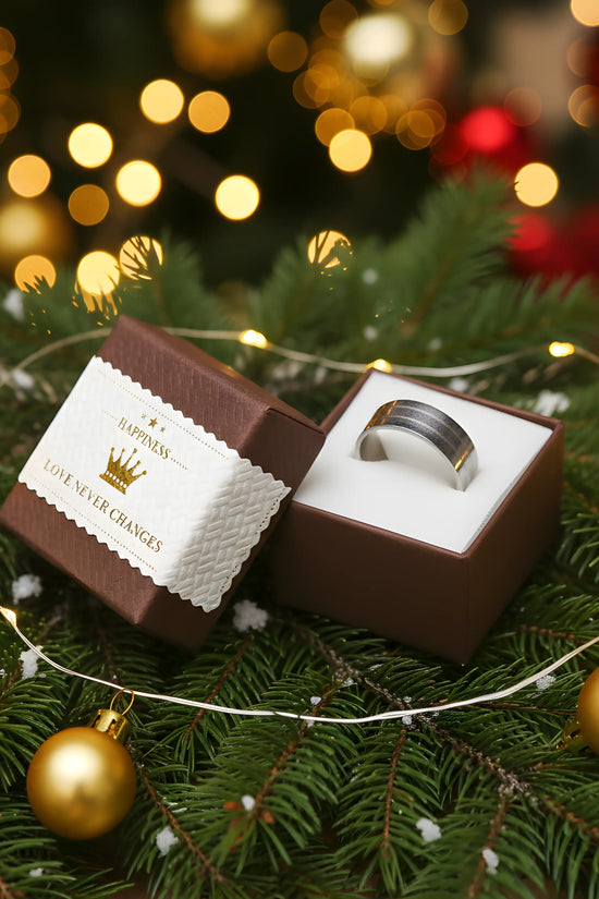 Brushed Stainless Steel Stripe Ring 5.9cm