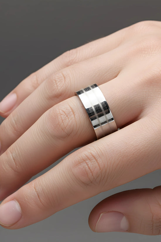Brushed Stainless Steel Stripe Ring 5.9cm